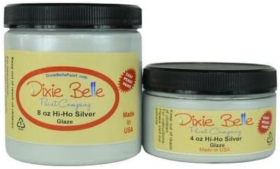 Dixie Belle Glaze | Hi Ho Silver (4oz) | Water-Based Paint Glaze | Paint Finish for Stippling and Color Washing | DIY Home Décor Glaze | Made in the USA