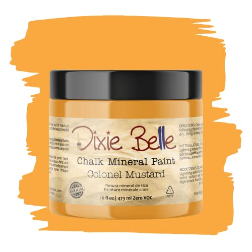 Dixie Belle Paint Company Chalk Finish Furniture Paint | Colonel Mustard (16oz) | Matte Retro Yellow Chic Chalk Mineral Paint | DIY Furniture Paint | Made in the USA