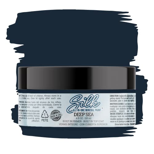 All-in-One Mineral Paint | Dixie Belle Silk | Deep Sea | Blue Black All-in-One Water Based Primer + Topcoat | Durable Furniture Paint | Low Reflective Finish