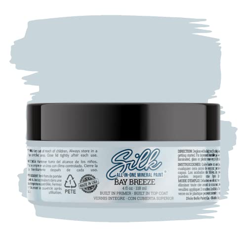 All-in-One Mineral Paint | Dixie Belle Silk | Bay Breeze (4oz) | Nautical White All-in-One Water Based Primer + Topcoat | Durable Furniture Paint | Low Reflective Finish