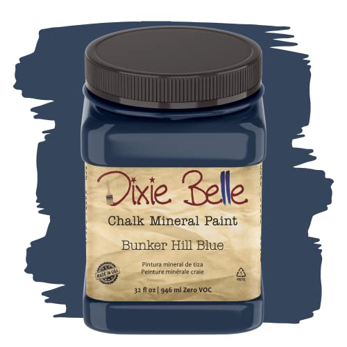 Dixie Belle Paint Company Chalk Finish Furniture Paint | Bunker Hill (32oz) | Matte Indigo Blue Chic Chalk Mineral Paint | DIY Furniture Paint | Made in the USA