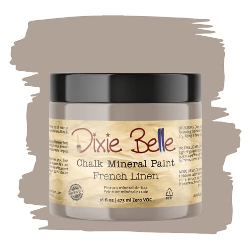 Dixie Belle Paint Company Chalk Finish Furniture Paint | French Linen (16oz) | Matte Light Taupe Chic Chalk Mineral Paint | DIY Furniture Paint | Made in the USA