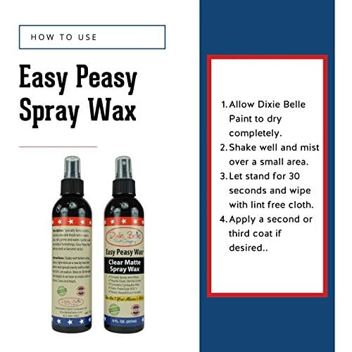 Dixie Belle Easy Peasy Spray Wax | 8 oz Clear Matte Sprayable Wax for DIY Projects | Durable Carnauba Wax for Furniture, Projects | Made in the USA
