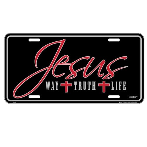 Signs 4 Fun Parody License Plate | Jesus Way | 12” x 6” Decorative License Plate | Decoration Plate for Vehicle/Wall | Man Cave Decorations | Made in the USA
