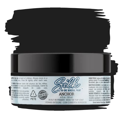 All-in-One Mineral Paint | Dixie Belle Silk | Anchor | Black All-in-One Water Based Primer + Topcoat | Durable Furniture Paint | Low Reflective Finish