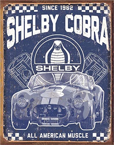 Desperate Enterprises Shelby Cobra - American Muscle Tin Sign - Nostalgic Vintage Metal Wall Decor - Made in USA