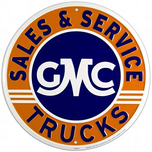 Large Round Sign | GMC Sales & Service Sign | 24” Diameter | Embossed Aluminum Sign | Made in The USA
