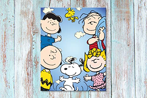 Peanuts Gang Tin Sign - Charlie Brown Sally Linus Lucy & Woodstock - Nostalgic Vintage Metal Wall Decor - Made in USA
