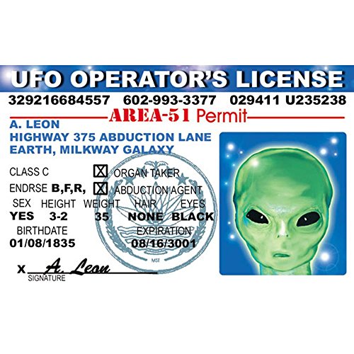 Signs 4 Fun Parody Driver’s License | Alien UFO ID | Fake ID Novelty Card | Collectible Trading Card Driver’s License | Novelty Gift for Holidays | Made in The USA