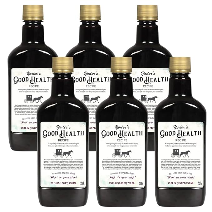 Yoder’s Good Health Recipe Apple Cider Vinegar Liquid Complex, 25 oz, Amish Harvest Herbal Tonic with Elderberry Juice, Organic Wildcrafted Herbs, Raw Detoxifying Antioxidants