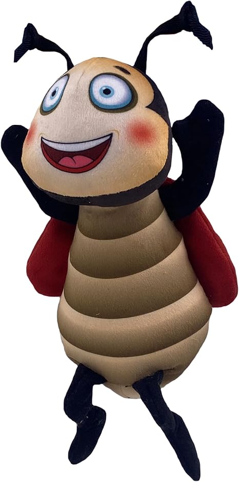 Interactive 9-Inch Ladybug Squeaky Dog Toy for Medium to Large Dogs, Durable Polyester with Reinforced Stitching, Red and Black