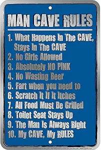 Man Cave Rules Small Parking Signs SPSMCR