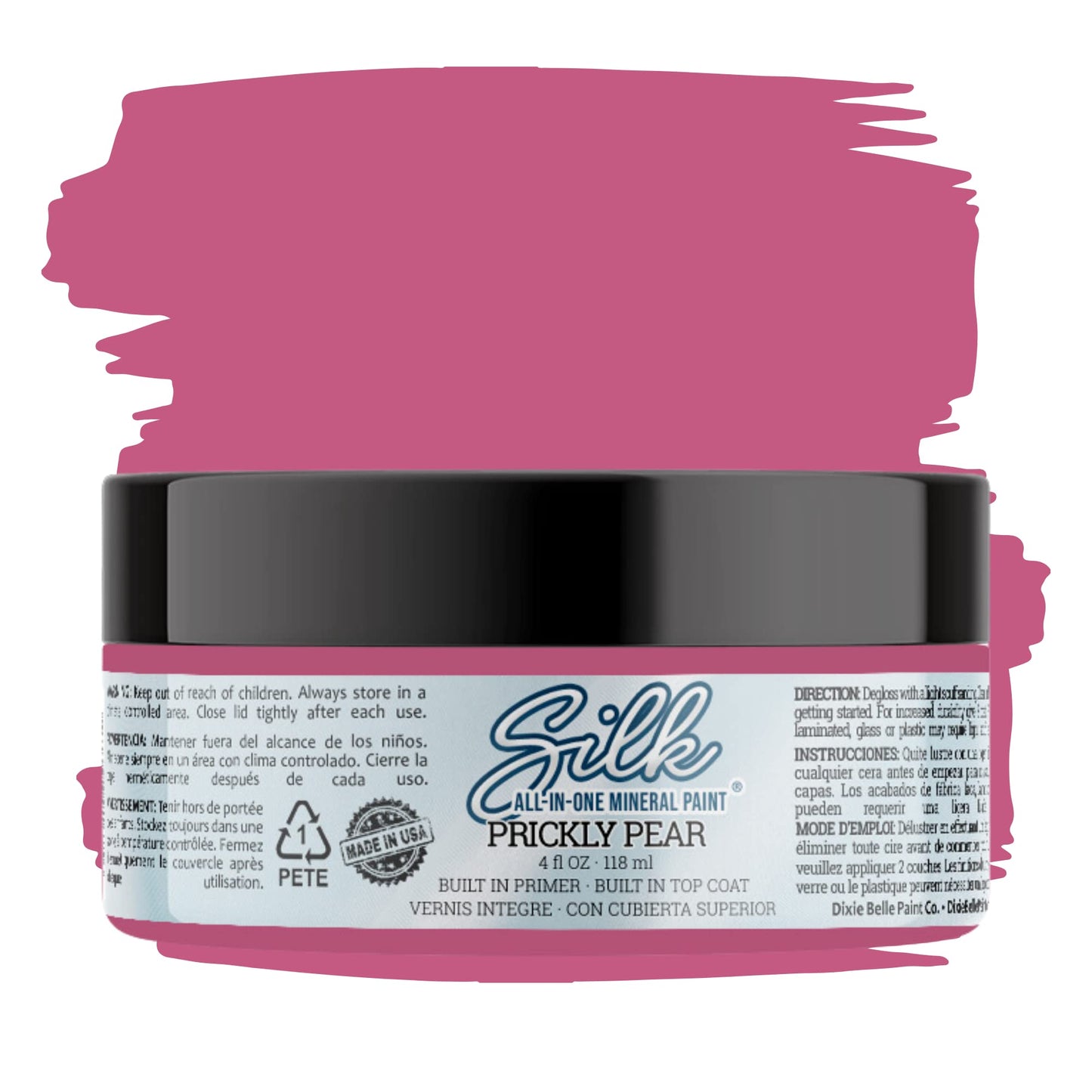All-in-One Mineral Paint | Dixie Belle Silk | Prickly Pear | Deep Cool Pink All-in-One Water Based Primer + Topcoat | Durable Furniture Paint | Low Reflective Finish