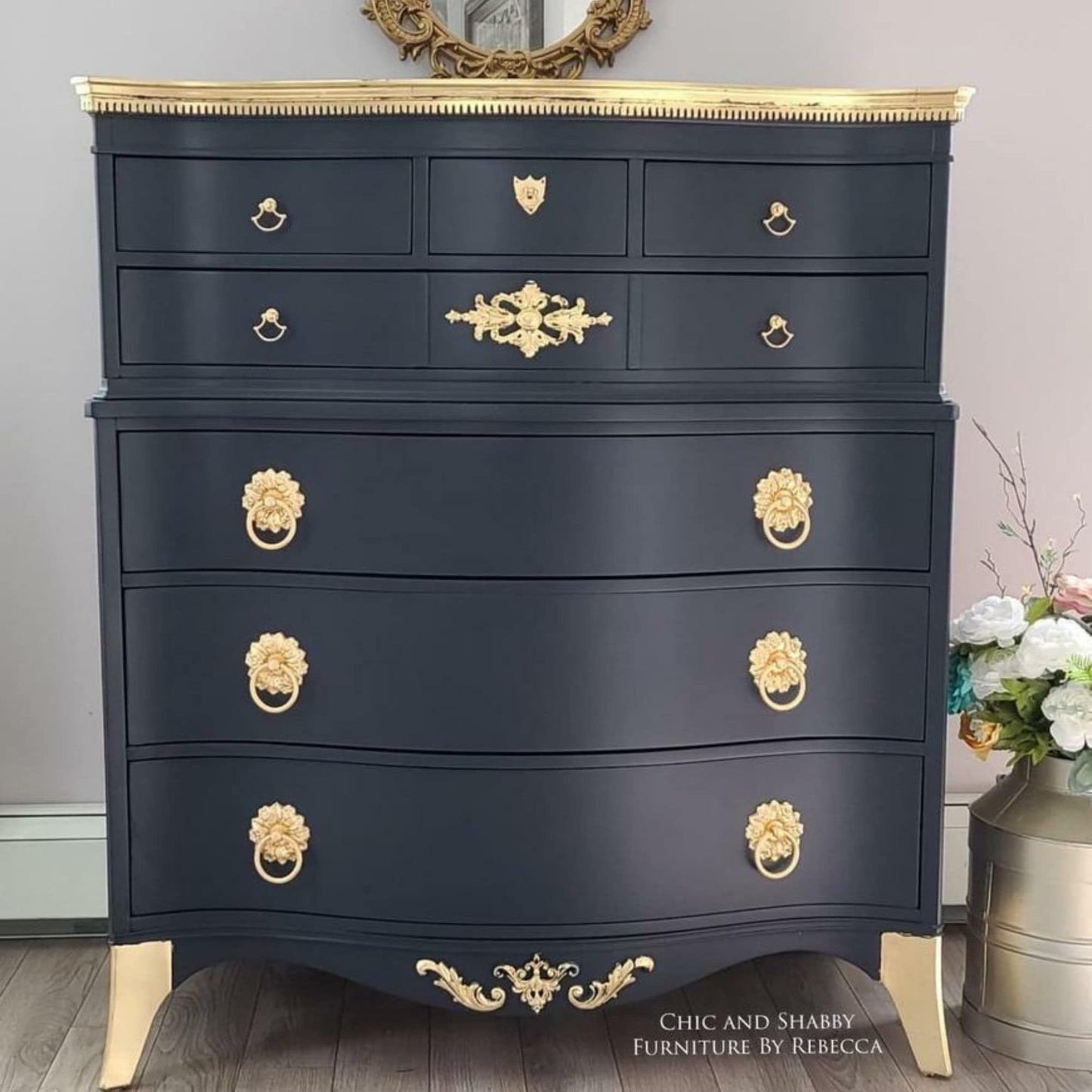 All-in-One Mineral Paint | Dixie Belle Silk | Deep Sea | Blue Black All-in-One Water Based Primer + Topcoat | Durable Furniture Paint | Low Reflective Finish