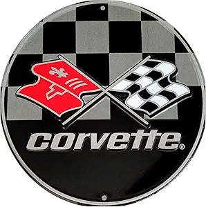 Chevy Corvette Checkered 12" SR60147 Round Sign