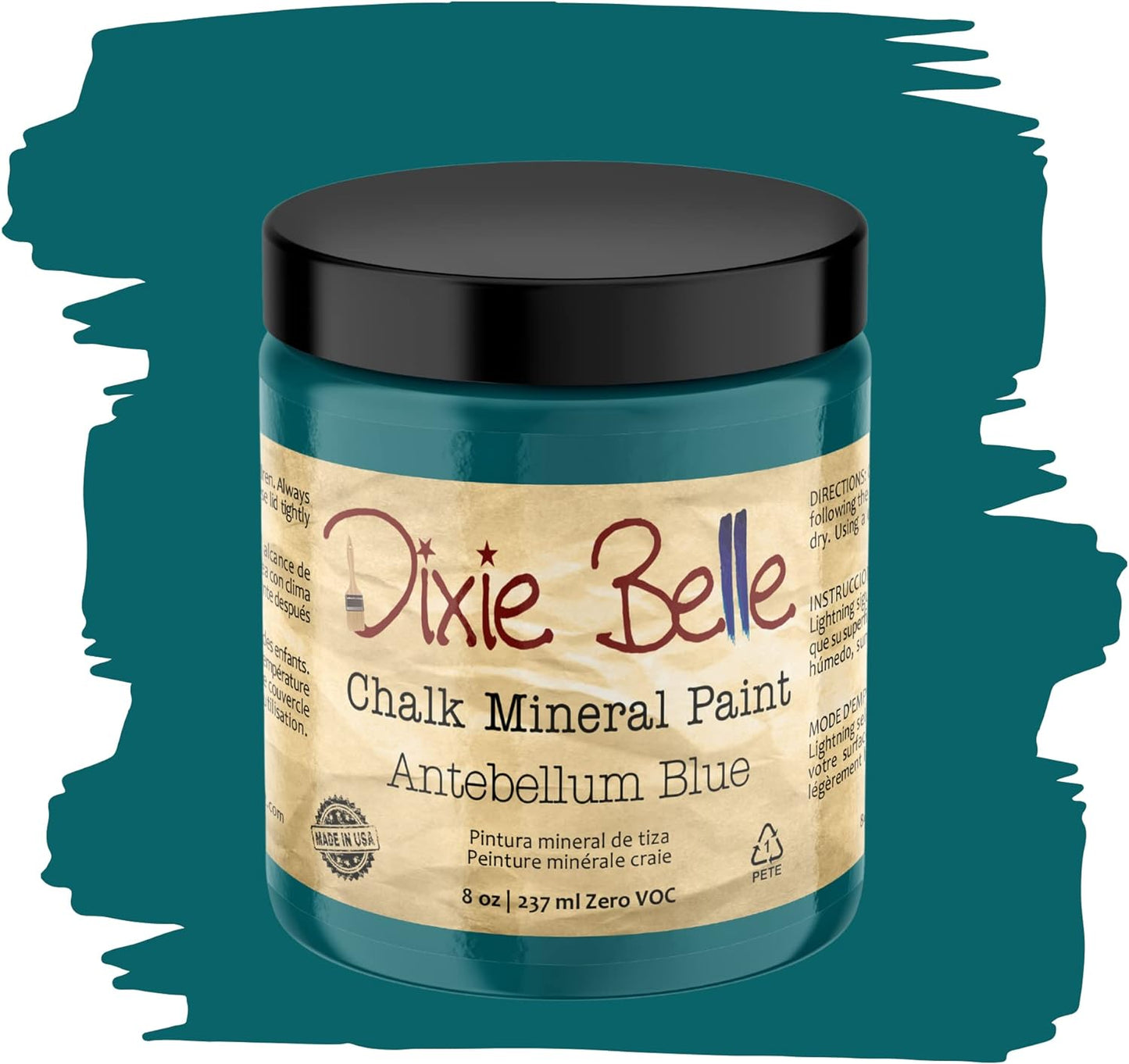 Dixie Belle Paint Company Chalk Finish Furniture Paint | Antebellum Blue (8 Fl Oz) | Matte Dark Teal Chic Chalk Mineral Paint | DIY Furniture Paint | Made in the USA