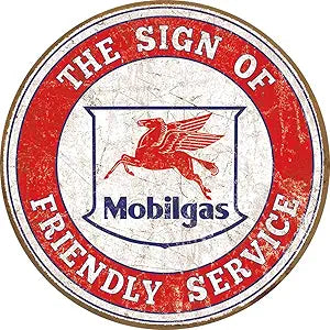 Mobil - Friendly Service 12" SR2025 Round Sign