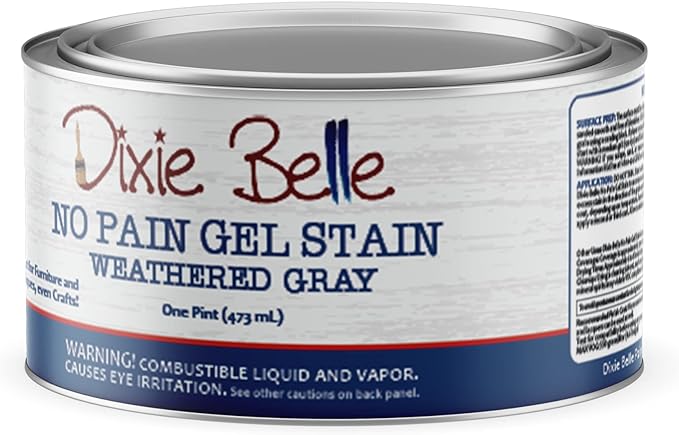 Dixie Belle No Pain Gel Stain | Weathered Gray | Oil-Based Stain for Wood Projects | DIY Wood Stain for Projects | Deep Coverage, Wood Grain Enhancer