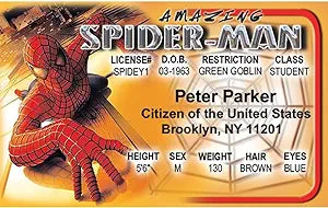 Parody ID | Spidey Driver’s License | Fake ID Novelty Card | Collectible Trading Card Driver’s License | Novelty Gift for Holidays | Made in The USA
