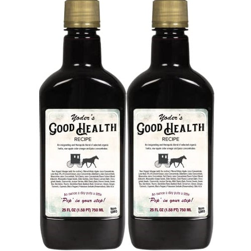 Yoder’s Good Health Recipe Apple Cider Vinegar Liquid Complex, 25 oz, Amish Harvest Herbal Tonic with Elderberry Juice, Organic Wildcrafted Herbs, Raw Detoxifying Antioxidants