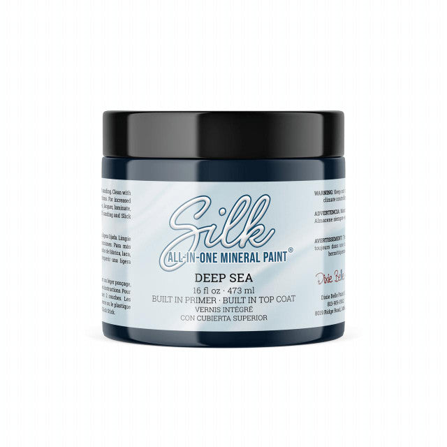 All-in-One Mineral Paint | Dixie Belle Silk | Deep Sea | Blue Black All-in-One Water Based Primer + Topcoat | Durable Furniture Paint | Low Reflective Finish