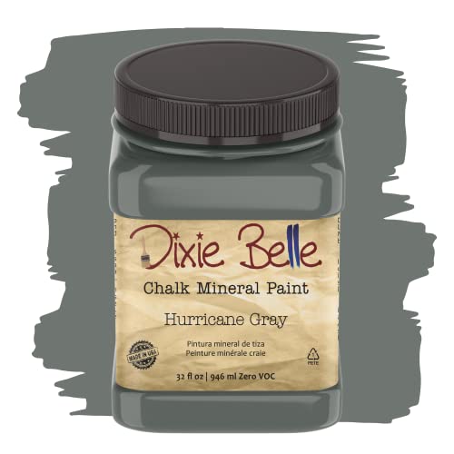 Dixie Belle Paint Company Chalk Finish Furniture Paint | Hurricane Gray (32oz) | Matte Medium Gray Chic Chalk Mineral Paint | DIY Furniture Paint | Made in the USA