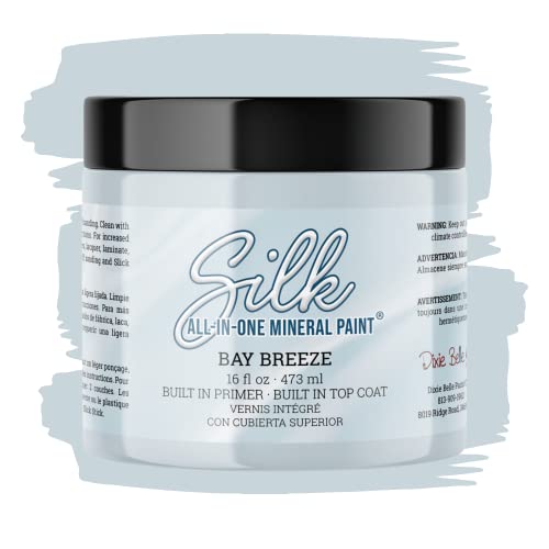 All-in-One Mineral Paint | Dixie Belle Silk | Bay Breeze (16oz) | Nautical White All-in-One Water Based Primer + Topcoat | Durable Furniture Paint | Low Reflective Finish
