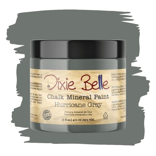 Dixie Belle Paint Company Chalk Finish Furniture Paint | Hurricane Gray (16oz) | Matte Medium Gray Chic Chalk Mineral Paint | DIY Furniture Paint | Made in the USA