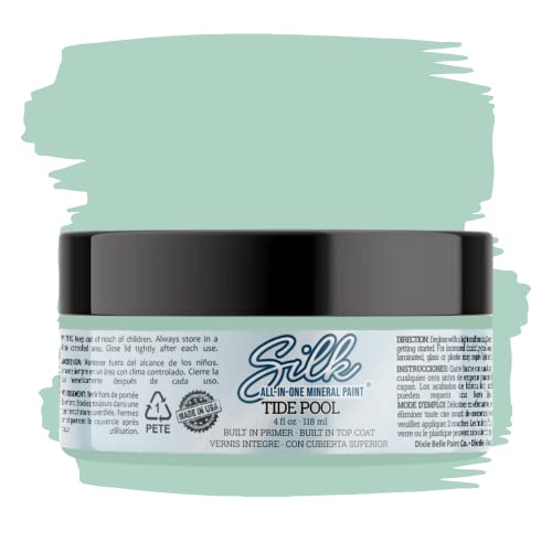 All-in-One Mineral Paint | Dixie Belle Silk | Tide Pool (4oz) | Light Teal All-in-One Water Based Primer + Topcoat | Durable Furniture Paint | Low Reflective Finish