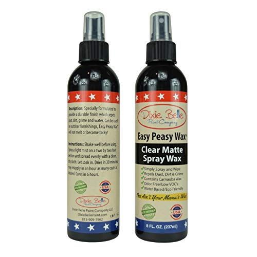 Dixie Belle Easy Peasy Spray Wax | 8 oz Clear Matte Sprayable Wax for DIY Projects | Durable Carnauba Wax for Furniture, Projects | Made in the USA