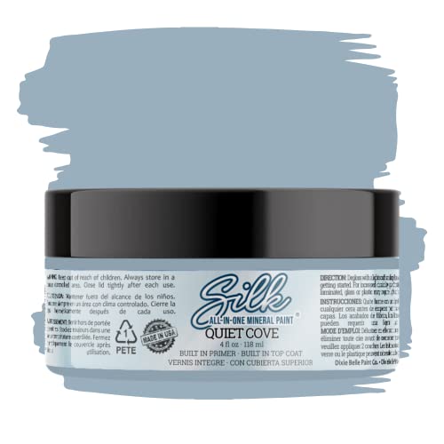 All-in-One Mineral Paint | Dixie Belle Silk | Quiet Cove (4oz) | Blue-Gray All-in-One Water Based Primer + Topcoat | Durable Furniture Paint | Low Reflective Finish
