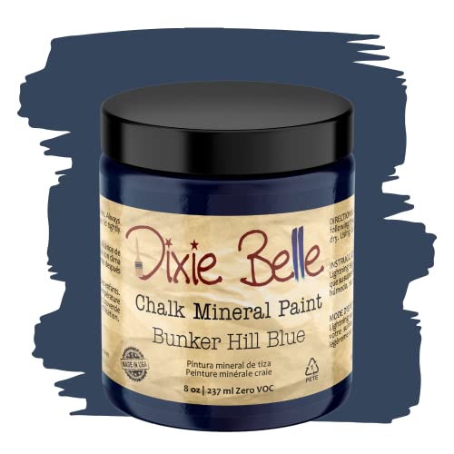 Dixie Belle Paint Company Chalk Finish Furniture Paint | Bunker Hill (8 Fl Oz) | Matte Indigo Blue Chic Chalk Mineral Paint | DIY Furniture Paint | Made in the USA