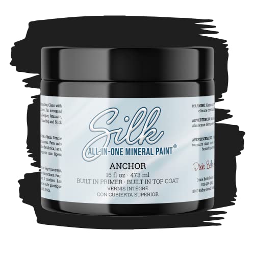 All-in-One Mineral Paint | Dixie Belle Silk | Anchor | Black All-in-One Water Based Primer + Topcoat | Durable Furniture Paint | Low Reflective Finish