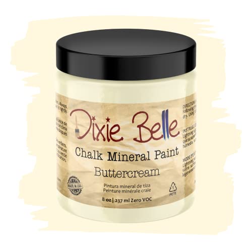 Dixie Belle Paint Company Chalk Finish Furniture Paint | Buttercream (8 Fl Oz) | Matte Creamy White Chic Chalk Mineral Paint | DIY Furniture Paint | Made in the USA