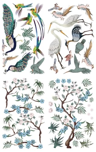 Dixie Belle Belles & Whistles Transfer | Chinoiserie | 24” x 37.2” Sheet | Rub On Decorative Transfer for Crafts, Furniture, DIY | Crafting Design Transfer
