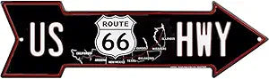 66 Map US Hwy Arrow Sign SAD6M 20"x5.75"