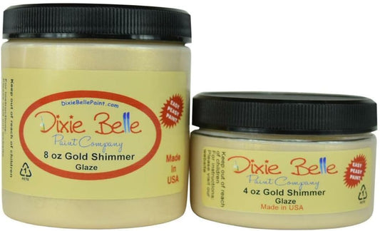 Dixie Belle Glaze | Gold Shimmer (8oz) | Water-Based Paint Glaze | Paint Finish for Stippling and Color Washing | DIY Home Décor Glaze | Made in the USA