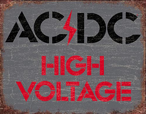 AC/DC High Voltage Tin Sign Tin Sign - Nostalgic Vintage Metal Wall Decor - Made in USA