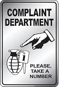 Complaint Department Small Parking Signs SPSCDN