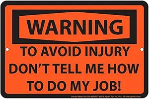 Warning to Avoid Injury Small Parking Signs SPSNT7