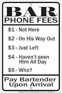 Bar Phone Fees Small Parking Signs SPSBRF2