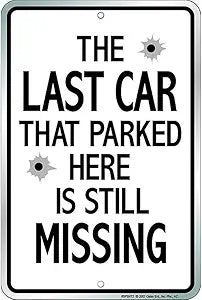 Last Car Missing Small Parking Signs SPSNT2