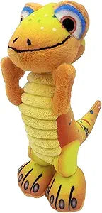 Happy Tails Interactive 12-Inch Yellow Lizard Squeaky Dog Toy for Medium to Large Dogs, Durable Polyester with Reinforced Stitching