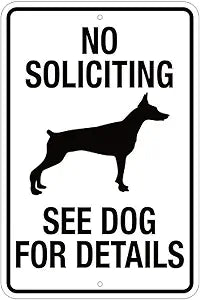 No Soliciting See Dog Small Parking Signs SPSNTD