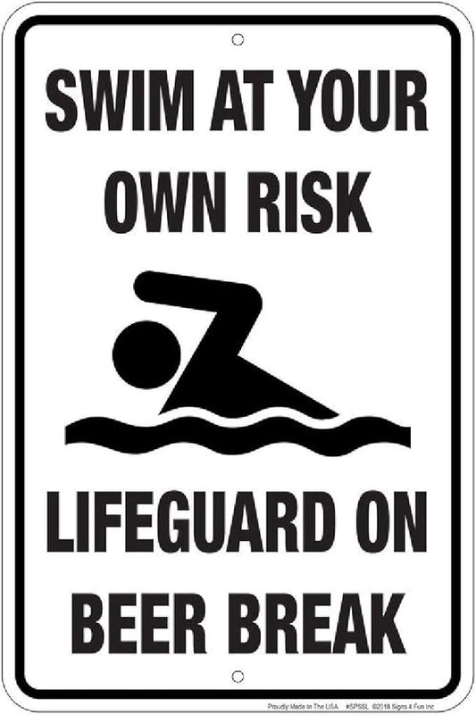 Lifeguard on Break Small Parking Signs SPSSL