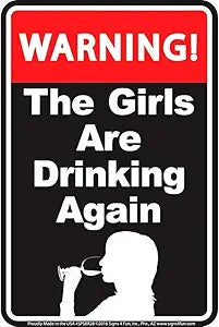 Girl's Drinking Small Parking Signs SPSBR28