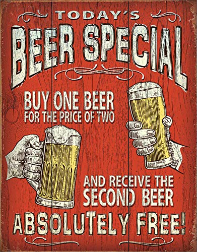 Desperate Enterprises Today's Beer Special Tin Sign - Nostalgic Vintage Metal Wall Decor - Made in USA