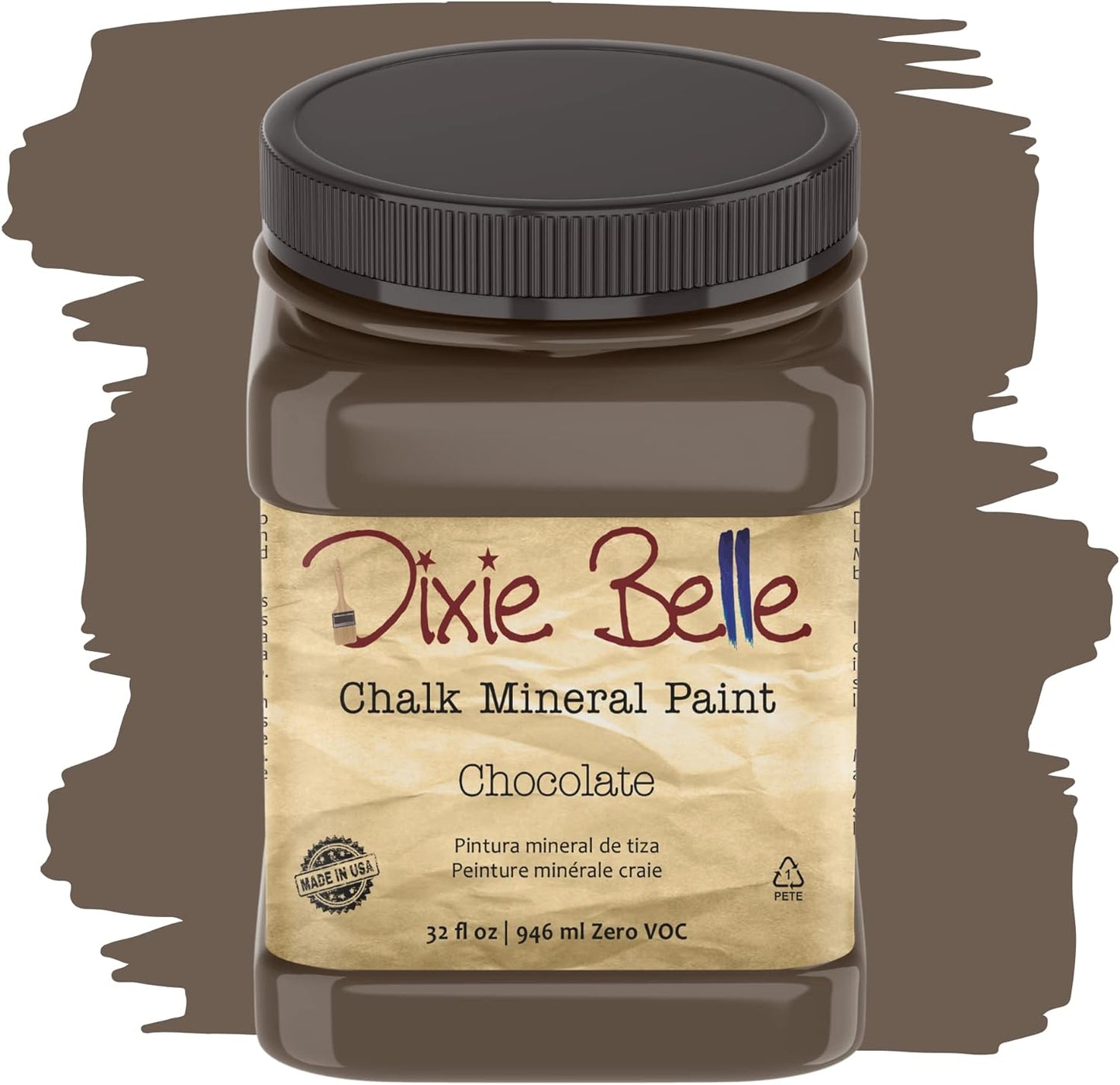 Dixie Belle Paint Company Chalk Finish Furniture Paint | Chocolate (32oz) | Matte Creamy Brown Chic Chalk Mineral Paint | DIY Furniture Paint | Made in the USA