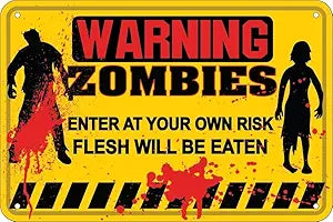 Warning Zombies Small Parking Signs SPSZP5