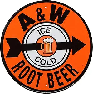 A & W Root Beer - Ice Cold  12" SRCAW Round Sign